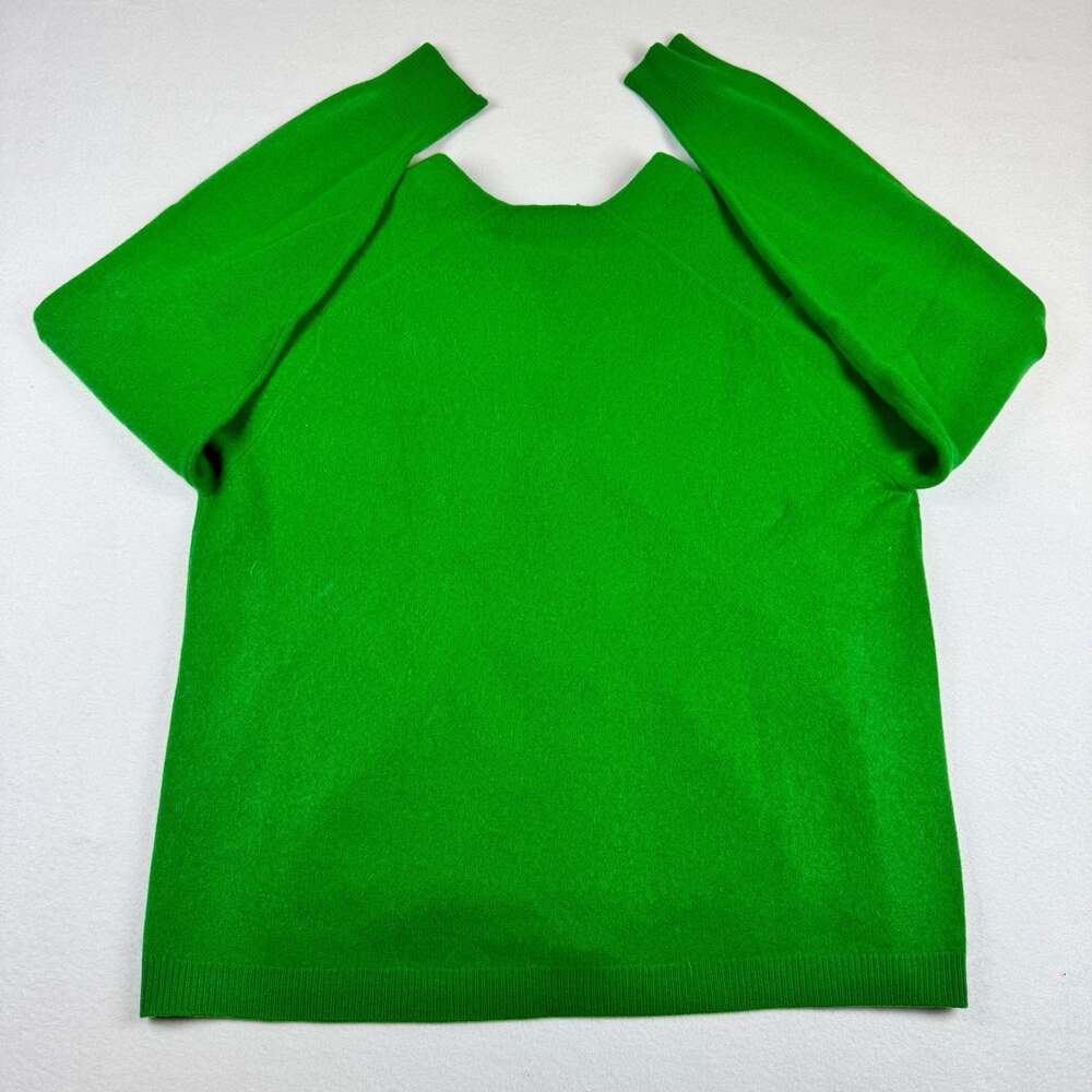 Vintage 100% Pure Cashmere Green Cardigan Sweater Size 46 - Picture 11 of 12